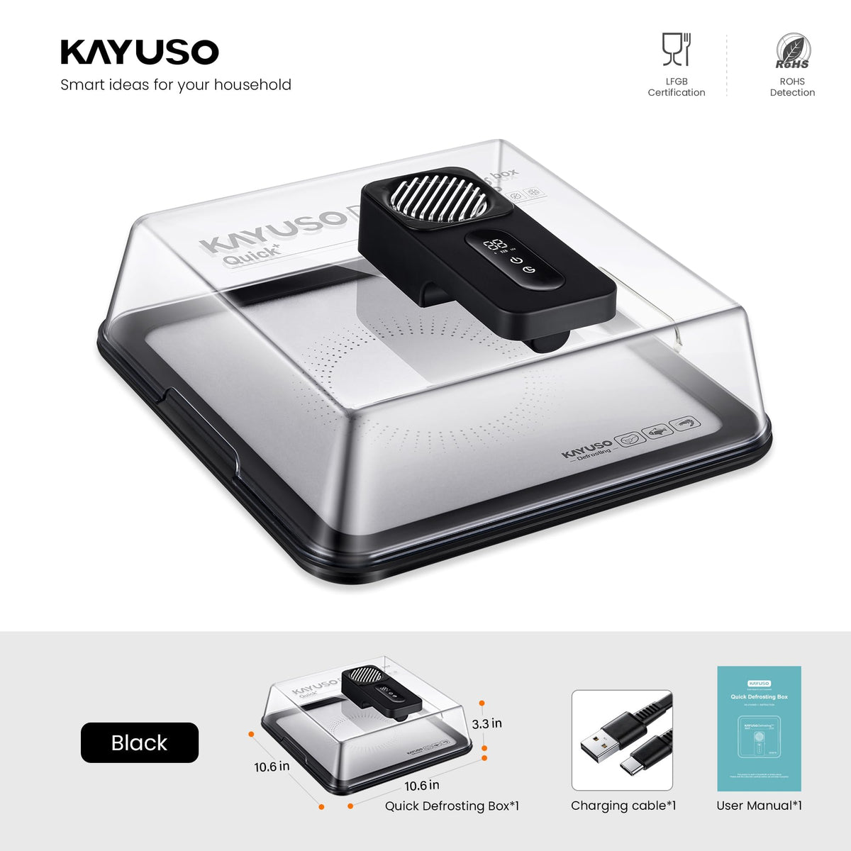 Kayuso defrosting tray sanitation design keeps meats protected during defrosting.