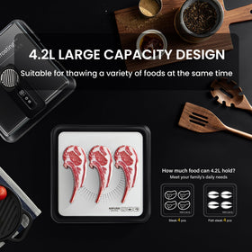 Kayuso defrosting tray USB-C charging keeps you ready for outdoor cooking.