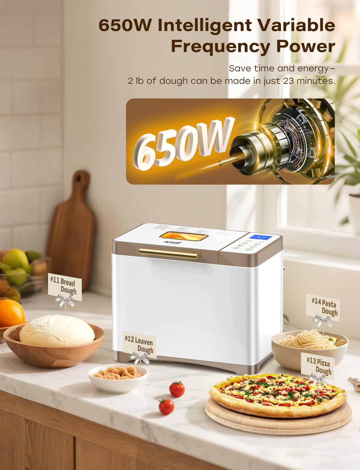 KBS bread maker 650W motor with precise temperature control for consistent rise