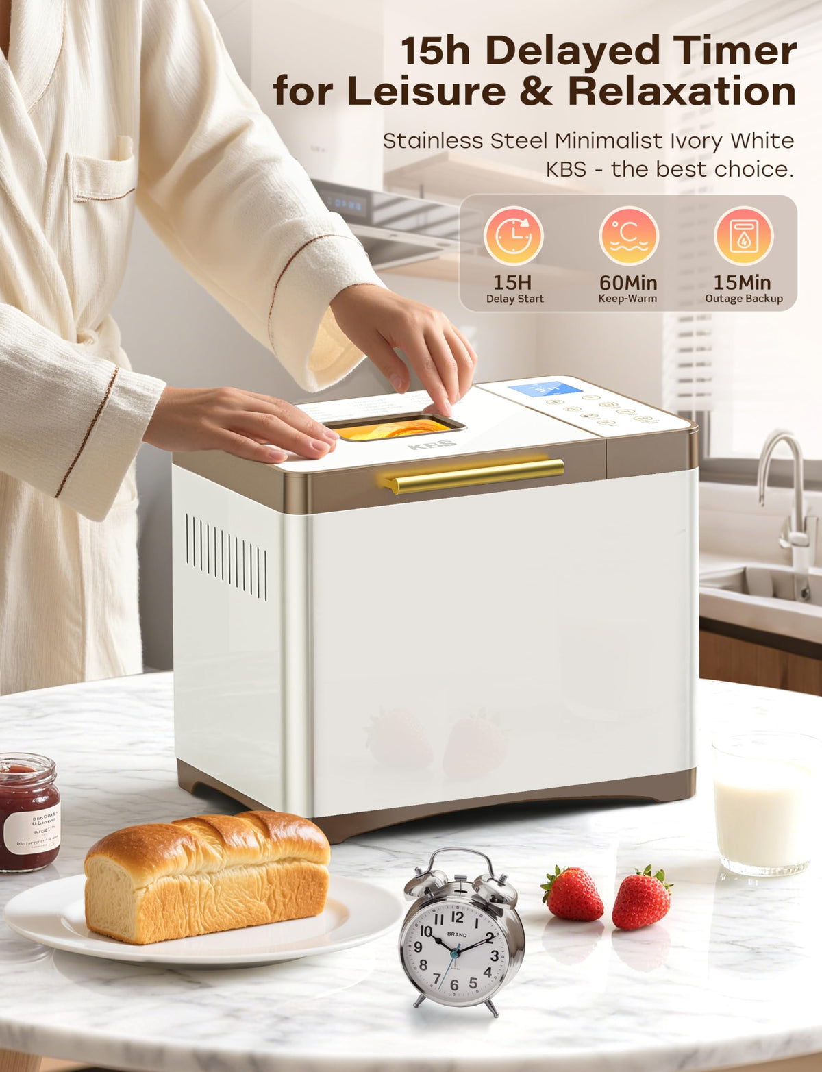 KBS bread maker 60-minute keep-warm to enjoy warm bread