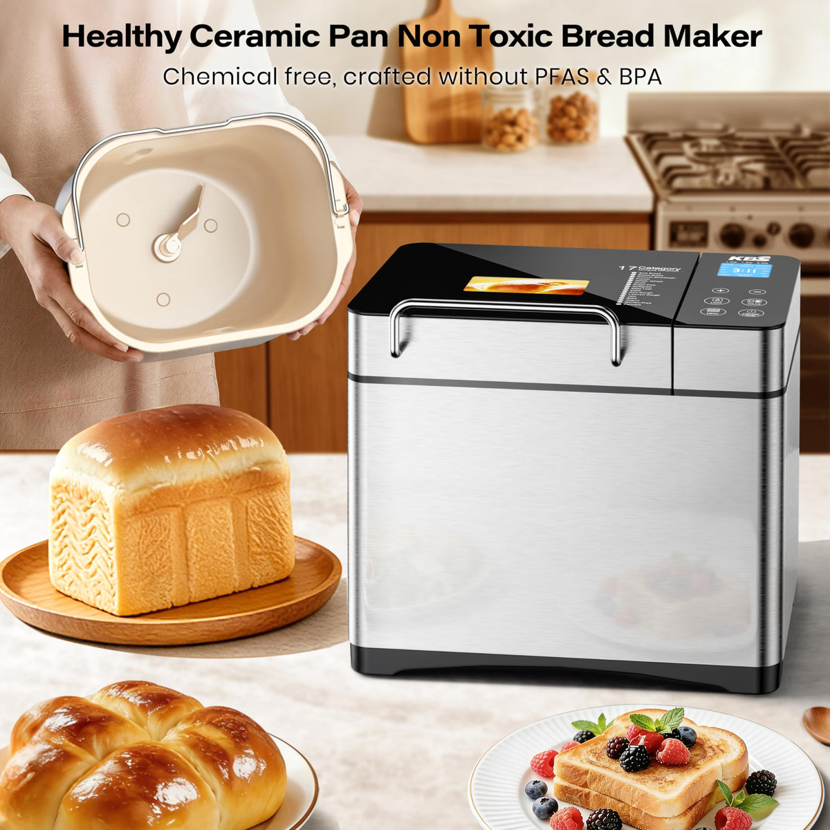 KBS Pro ceramic pan close-up emphasizing nonstick surface for simple cleaning.
