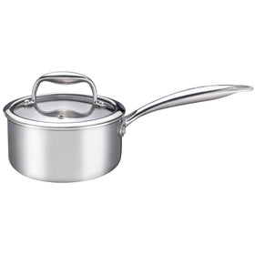 KC-Emier 1-quart saucepan with lid showing compact size for quick heating