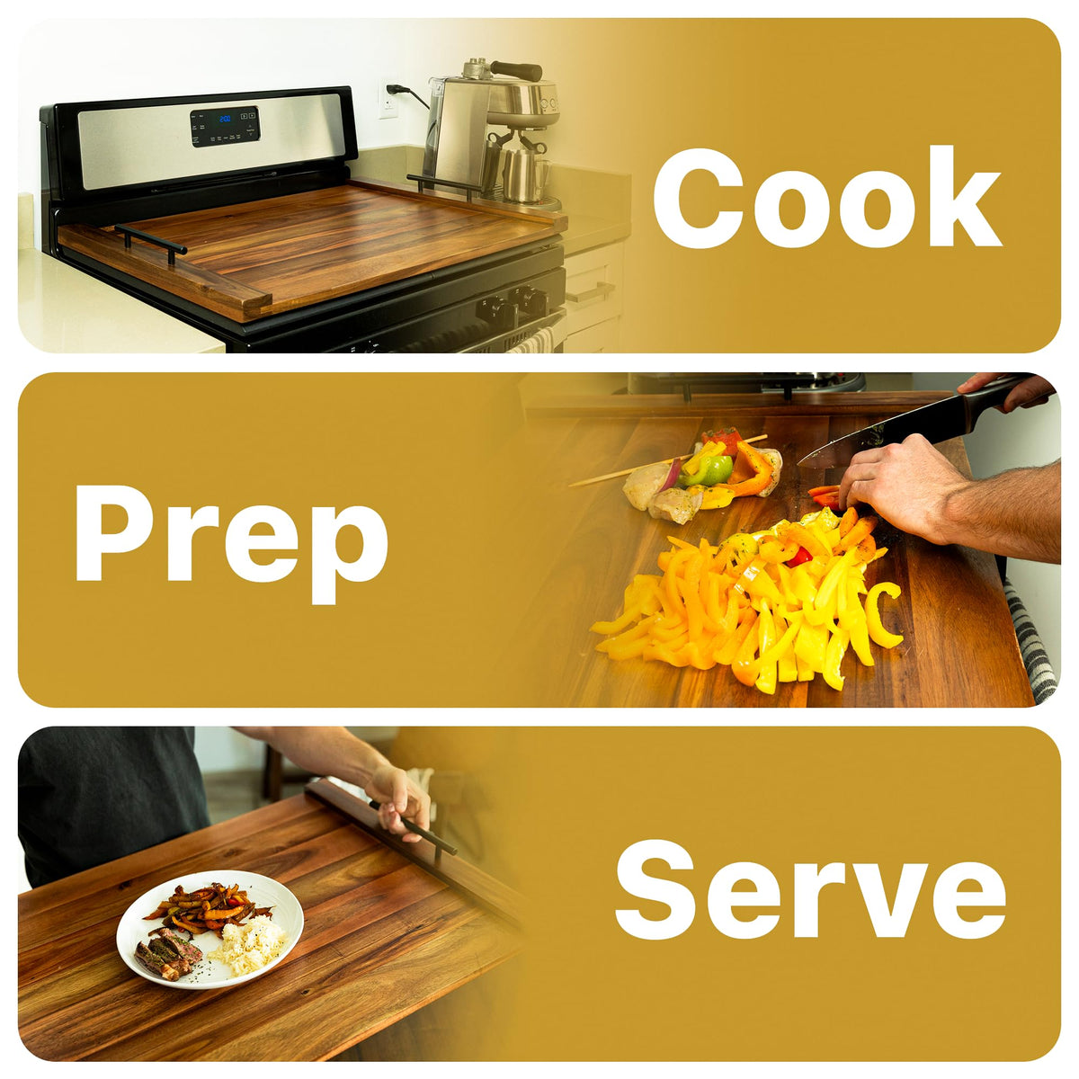 KCBCee easy-clean acacia wood surface stays looking new.