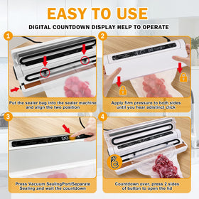 Digital countdown timer on Ke Moxiey vacuum sealer showing one-touch operation