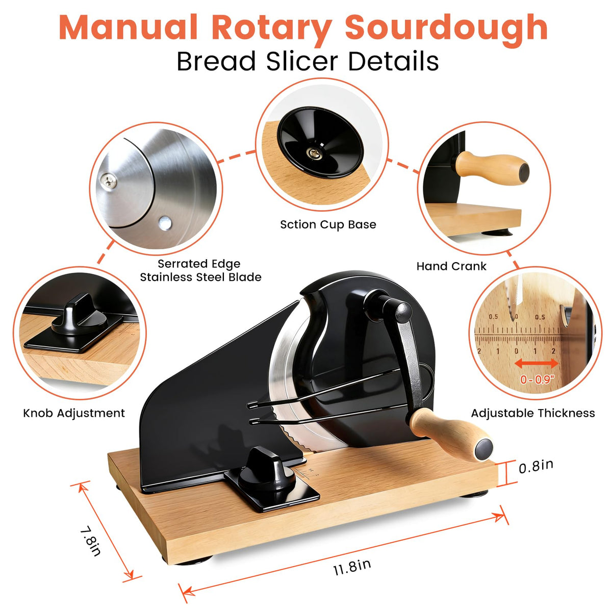 Keabys bread slicer featuring a stainless steel blade for clean cuts.