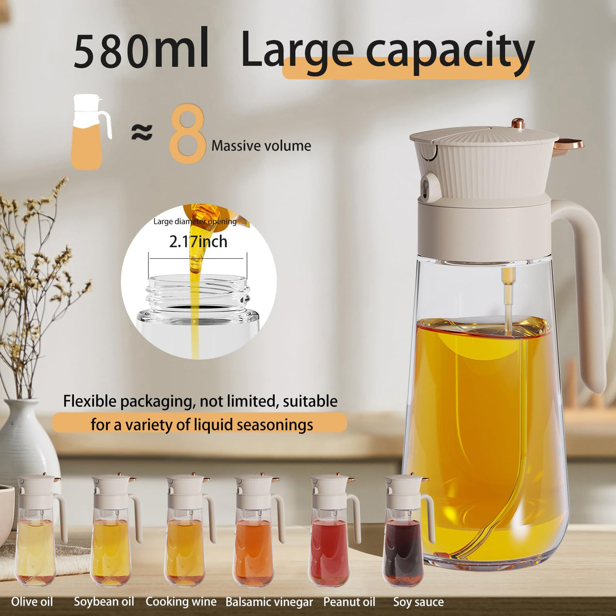 Keaixinyu 2-in-1 oil dispenser with pour and spray control