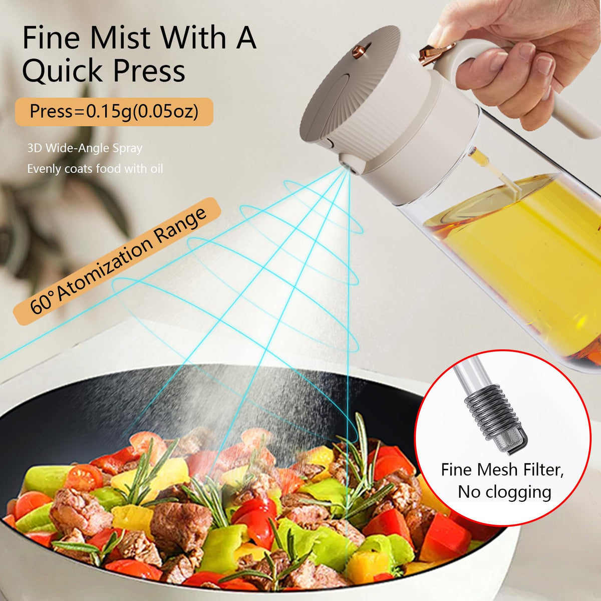 Keaixinyu oil sprayer mist function enables light application
