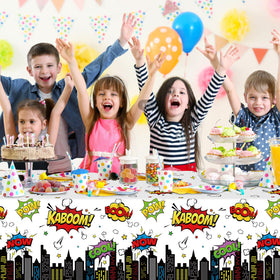 KEASKELL hero tablecloth on white background brightens any party setup