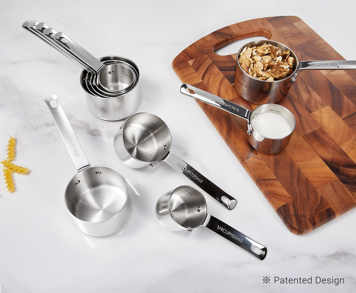 KEAWELL cups show 18-10 stainless steel construction emphasizing durability and shine.
