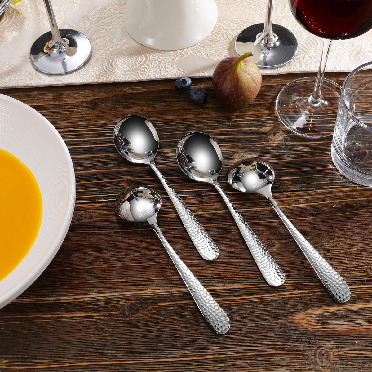 KEAWELL Louise hammered spoons mirror finish adding elegance to table setting