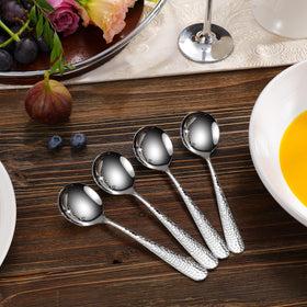 KEAWELL Louise hammered spoons with round-edge design for safe, comfortable dining