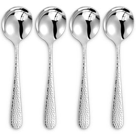 KEAWELL Louise hammered spoons four-piece set on table for everyday use