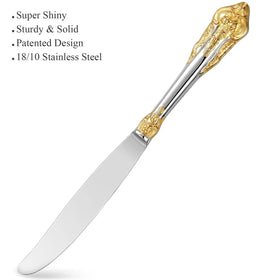 Close-up of KEAWELL flatware gold accents highlighting luxury detail for special occasions.