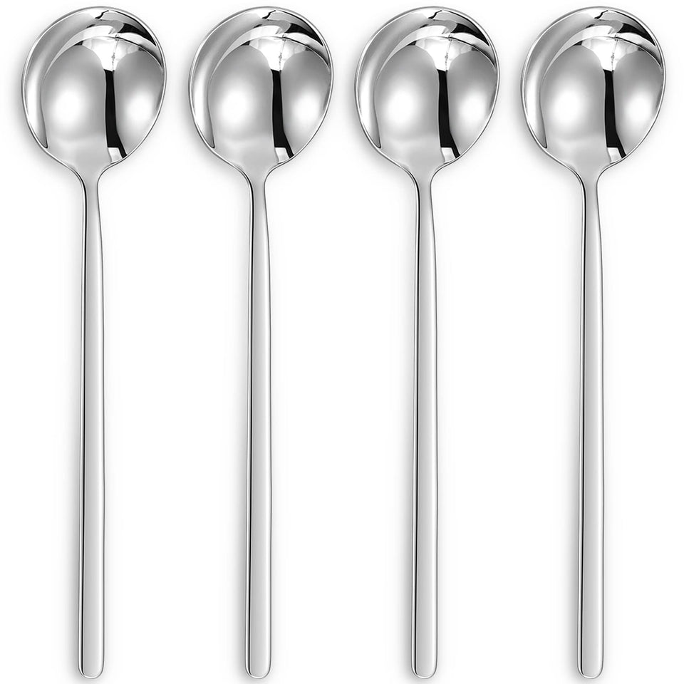 KEAWELL premium Korean soup spoons with long handles for easy sipping.
