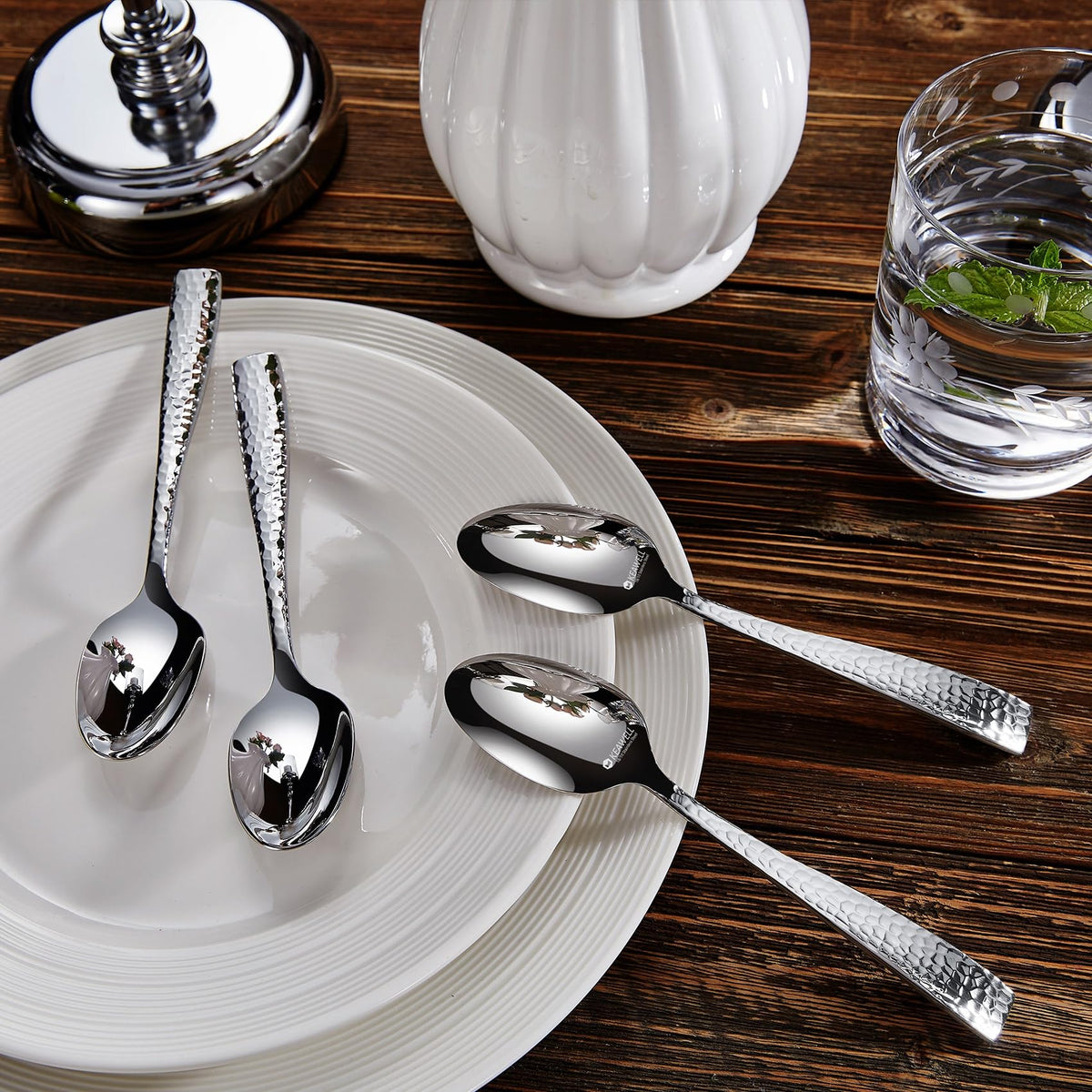 Keawell Louis hammered silverware 65-piece service for 12 arranged for family feast