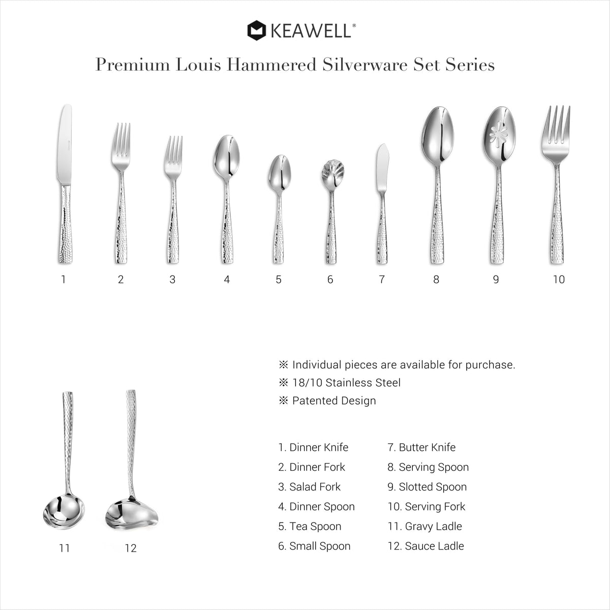 Keawell Louis hammered silverware dishwasher safe icon with easy cleaning