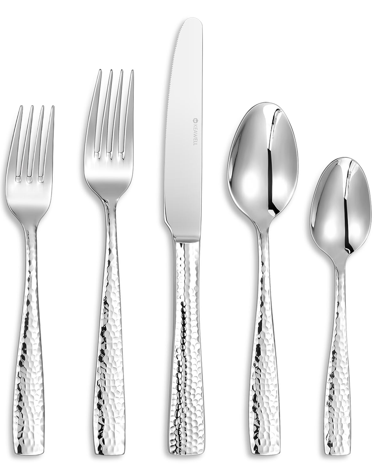 Keawell Louis hammered silverware table setting on table ready for guests