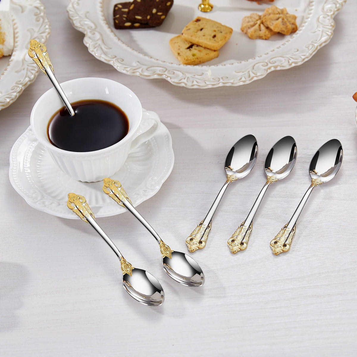 KEAWELL tableware spoons pair with gold detail for special occasions.