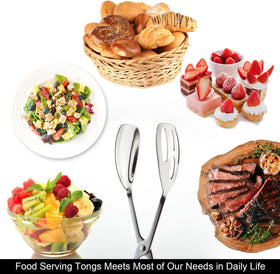 KEBE 2-Pack serving tongs handling steak, sturdy metal for precise, mess-free serving.