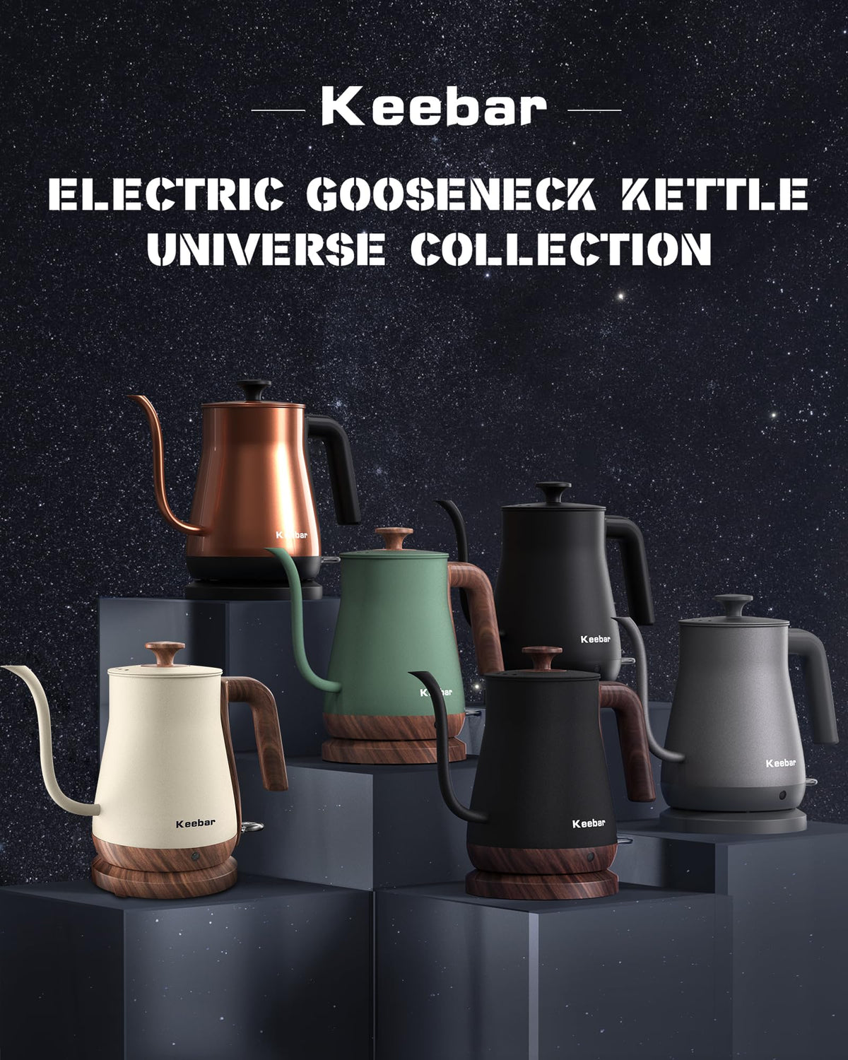 Keebar gooseneck kettle matcha green finish brightens kitchen