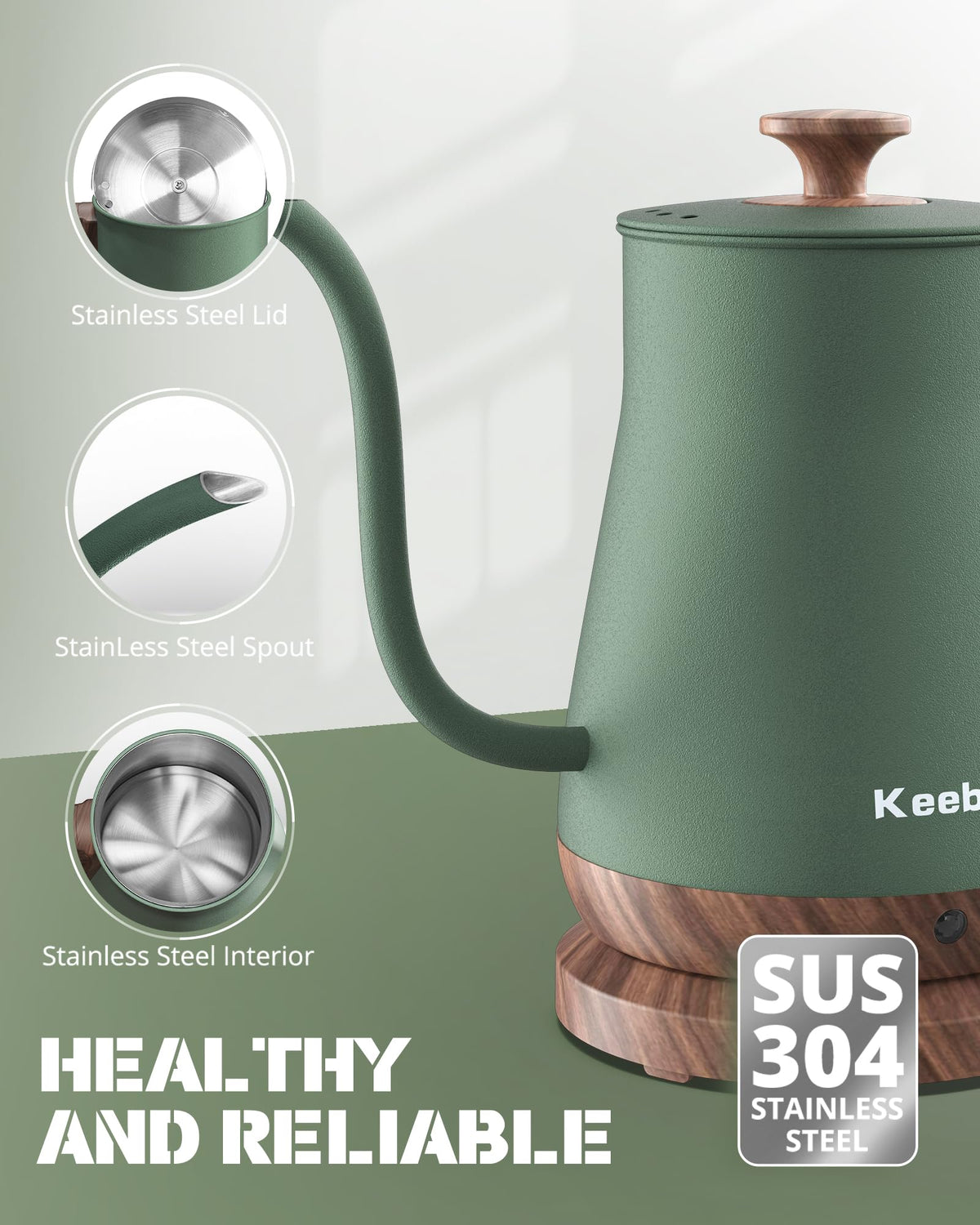 Keebar gooseneck kettle pour over design for controlled water flow