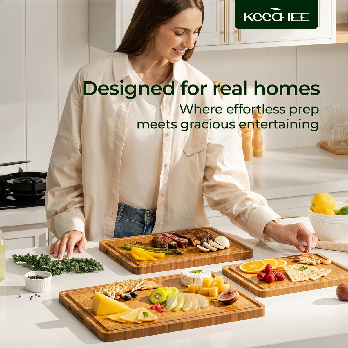 Keechee Atelier L cutting board for everyday prep with knife-friendly surface