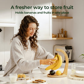 Keechee bamboo fruit tray base keeps avocados and lemons within easy reach
