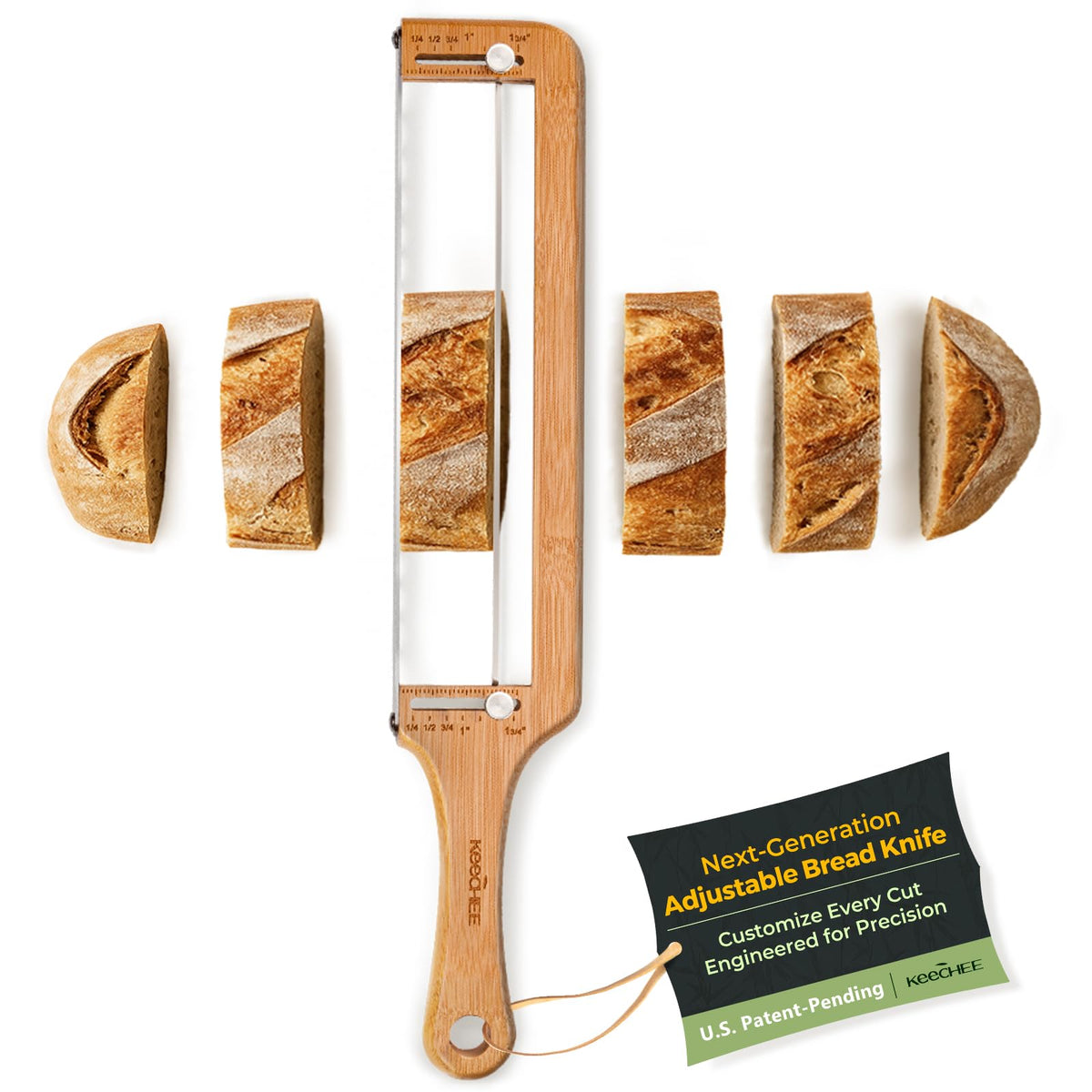 Keechee Bread Pilot serrated blade delivering clean, crust-friendly cuts