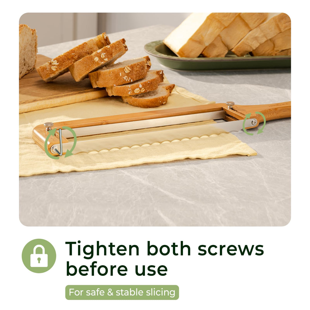 Keechee Bread Pilot with sourdough loaf demonstrates crust-friendly slicing