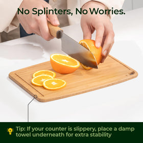 Keechee bamboo cutting board care and warranty information included.