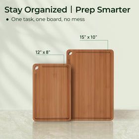 Keechee board showing built-in handles for carrying ingredients to the stove or table.