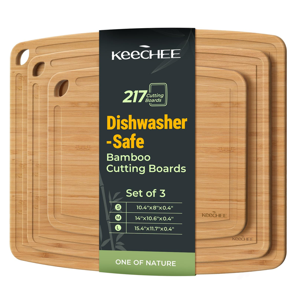 Keechee large dishwasher-safe bamboo cutting board ready for prep and cleanup