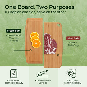 Keechee dual-sided bamboo board for prep and stylish serving