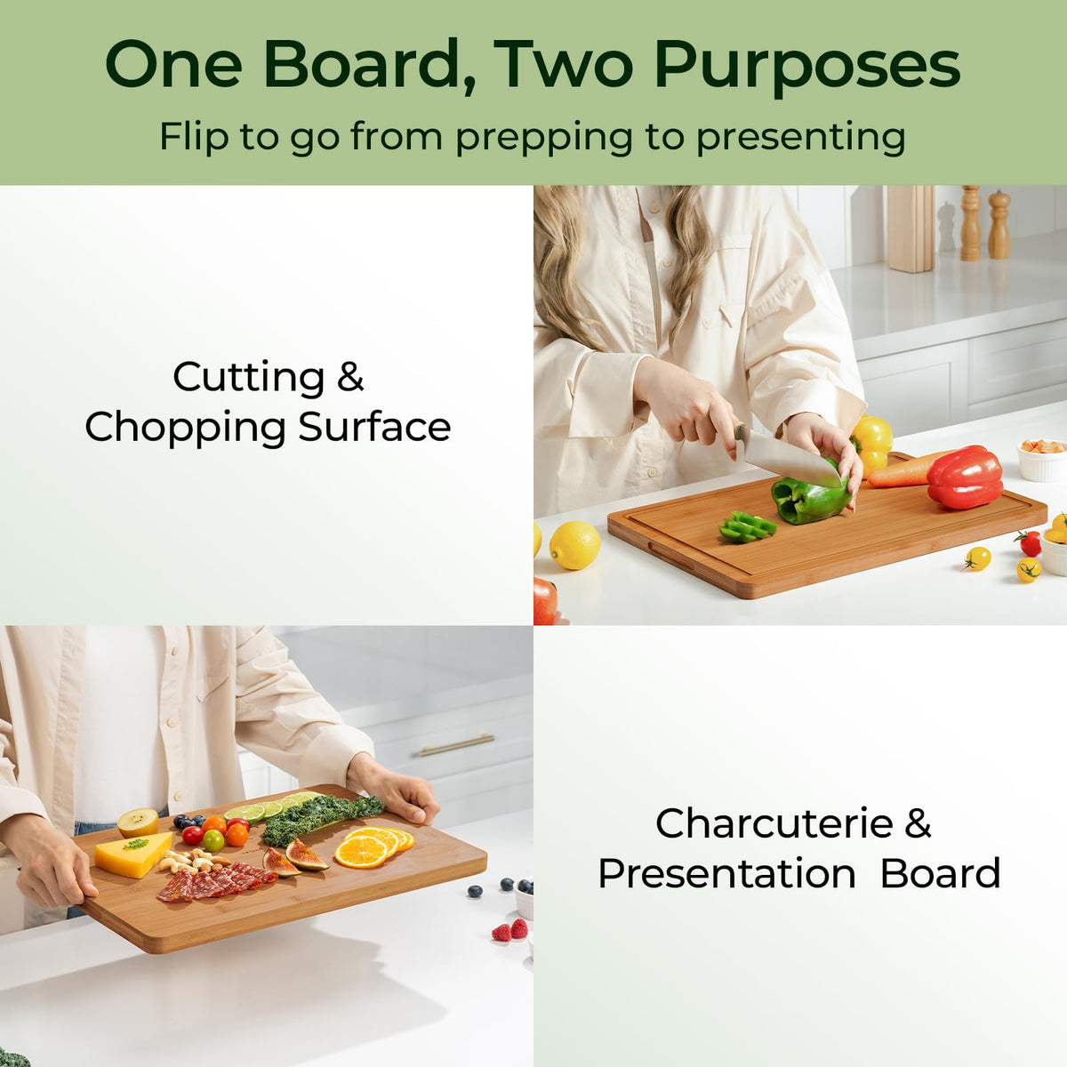 Keechee extra large dual-sided board ideal for chopping and serving