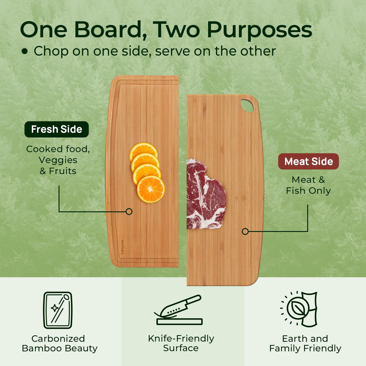 Keechee lightweight cutting board ideal for small kitchens and trips.