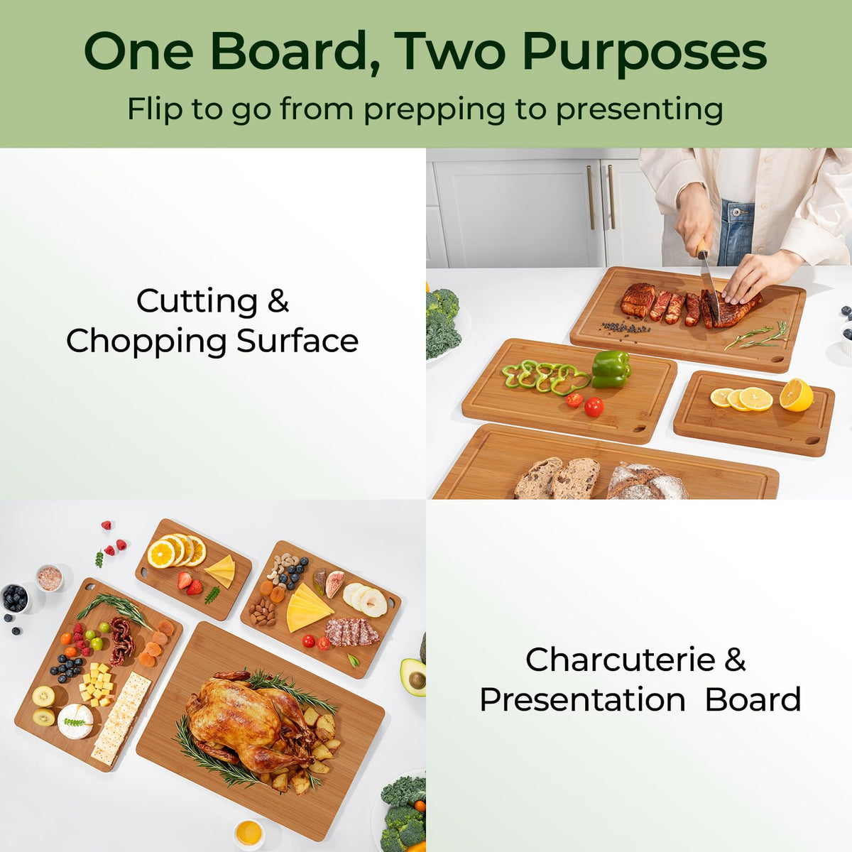 Keechee 12x8in cutting board fits everyday chopping and serving.