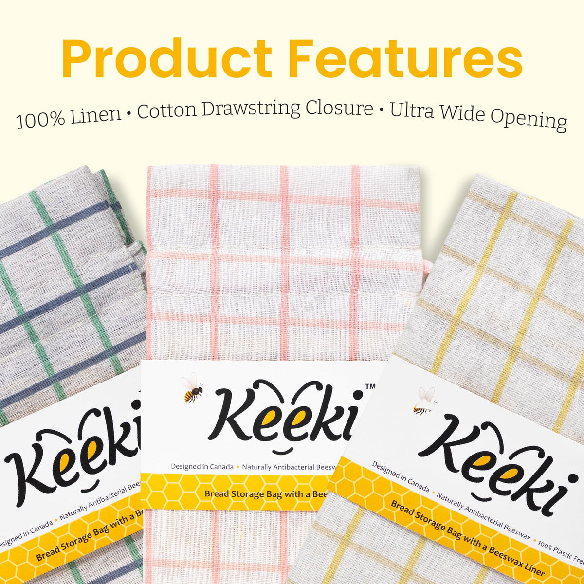 Keeki Bag natural color for versatile, plastic-free bread storage.