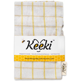 Keeki Bag wide opening and drawstring for easy bread storage.