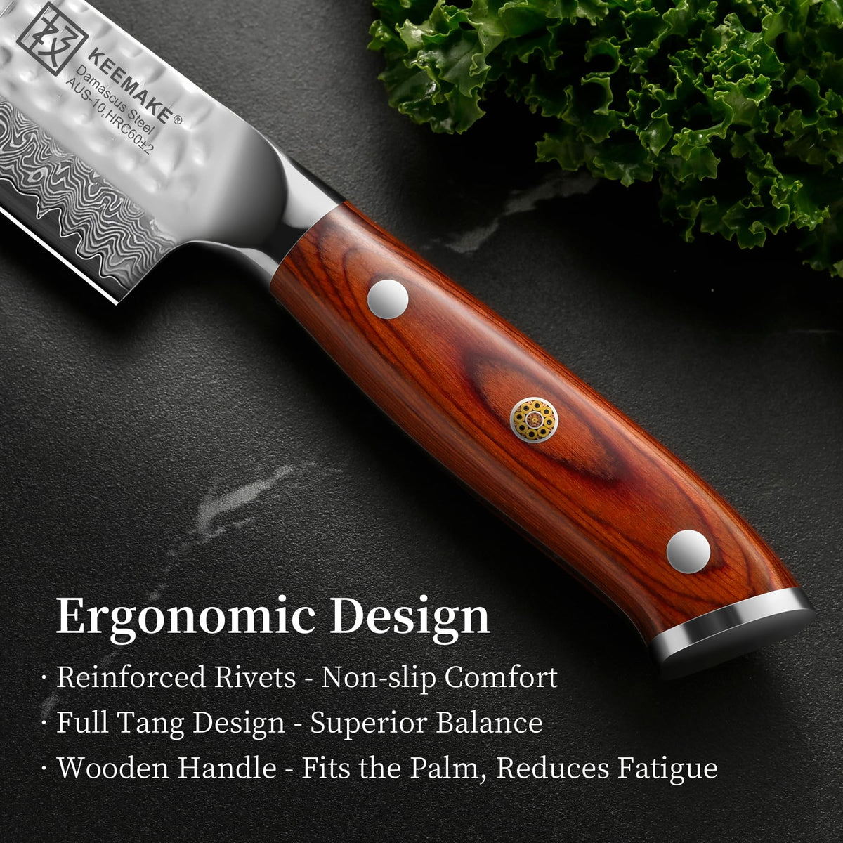 Ash wood sheath protects the blade and keeps the kitchen organized.