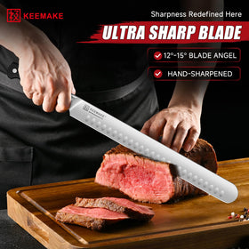 KEEMAKE boning knife, 7-inch curved blade for clean deboning.