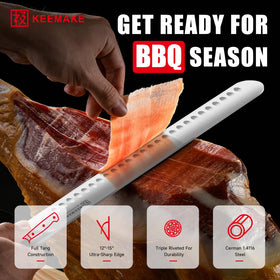 KEEMAKE brisket knife handles brisket, ham, and turkey with ease