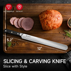 KEEMAKE brisket knife ergonomic handle delivers comfortable grip for long prep sessions