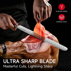 KEEMAKE brisket knife full-tang construction provides balanced control during carving