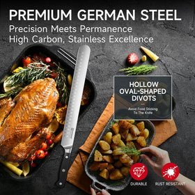 KEEMAKE brisket knife razor sharp blade enables clean, effortless slices