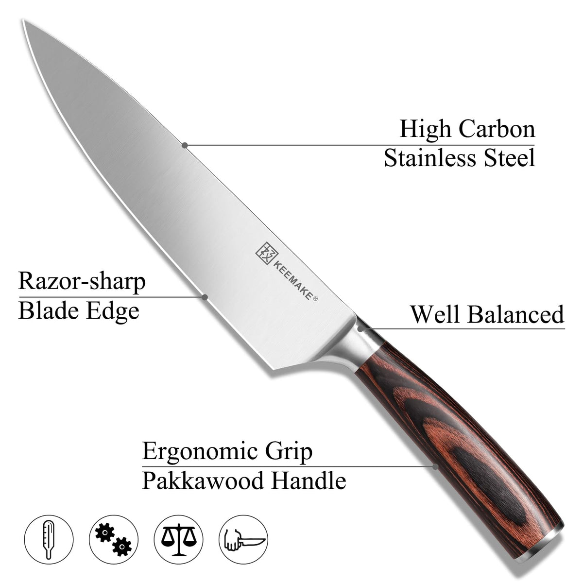 KEEMAKE Chef Knife elegant gift box enhances gifting appeal.