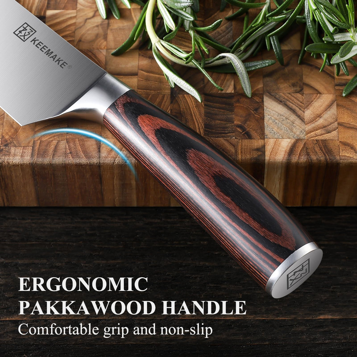 KEEMAKE Chef Knife slicing vegetables demonstrates multi-functional kitchen versatility.