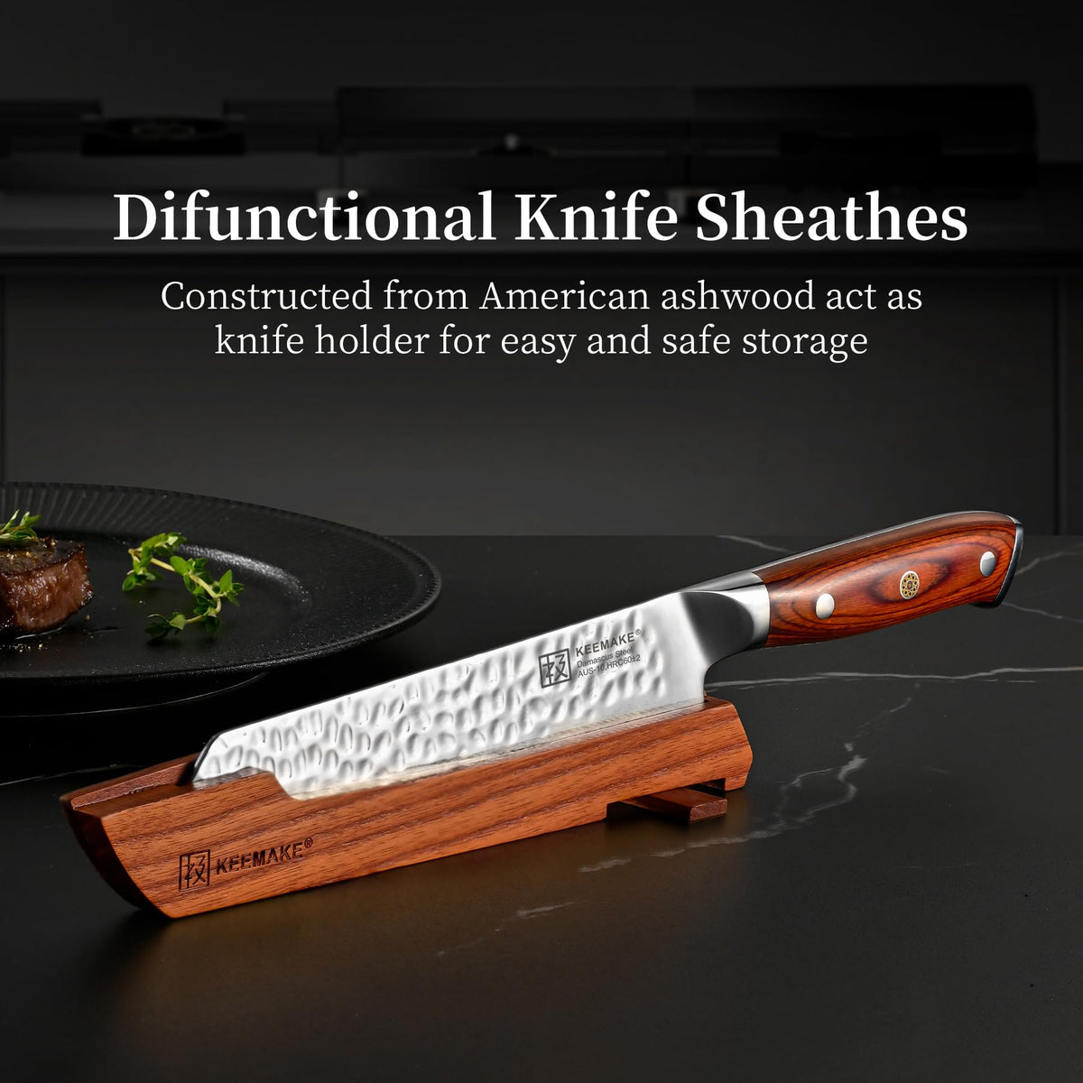 Damascus steel's natural non-stick surface aids clean release of slices.