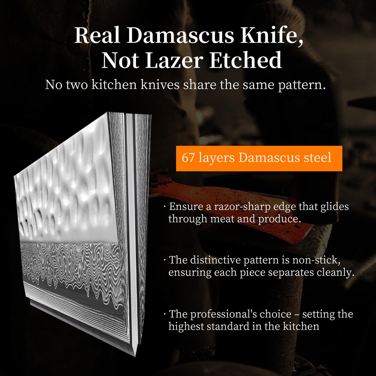 Ergonomic Pakkawood handle by KEEMAKE supports comfortable chopping with lower wrist strain.