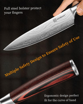 KEEMAKE ergonomic pakkawood handle supports comfortable grip even when wet