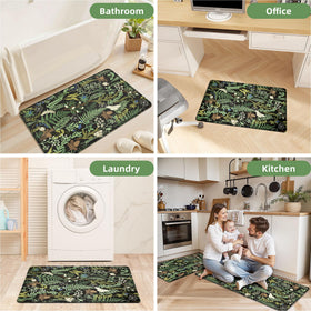 Keensoft botanical kitchen rug care-friendly design with quick wipe-down cleaning.